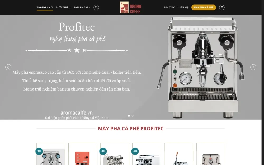 Website Phân Phối Máy Pha Cà Phê & Cà Phê Hạt Aroma Caffe